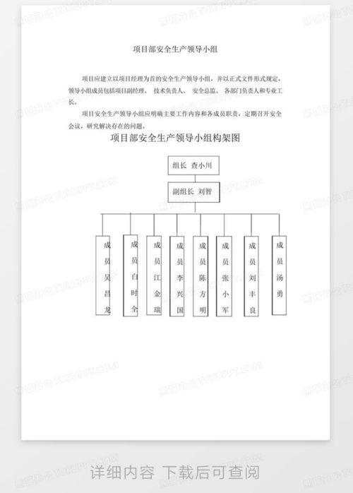 项目部安全生产领导小组 安全管理组织机构图word模板下载 编号lyejakbm 熊猫办公